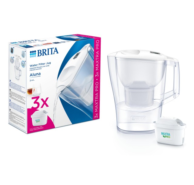 Фільтр-глечик Brita Aluna Memo MXPro 2.4л (1.4л очищеної води) з фільтр-картриджем 3шт, білий