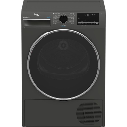 Сушильна машина Beko тепловий насос, 8кг, A++, 60см, дисплей, підсвітка барабану, сірий