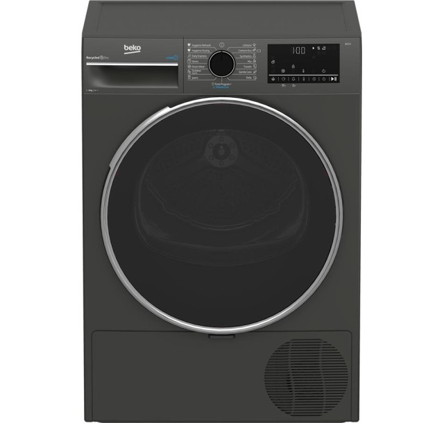 Сушильна машина Beko тепловий насос, 8кг, A++, 60см, дисплей, підсвітка барабану, сірий