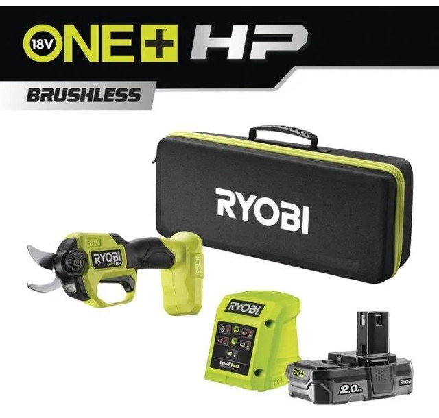 Секатор акумуляторний Ryobi ONE+ HP RY18SCXA-120T 18В акб 1х2А·год ЗП d різа 28мм 0.83кг кейс