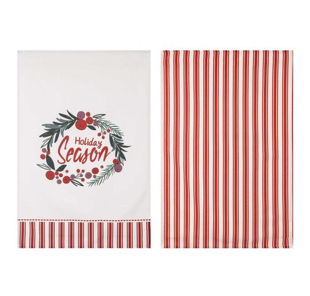 Набір рушничків для кухні Ardesto Happy Holidays 45х65см, 2шт,  90% поліестер, 10% бавовна, червоно-білий