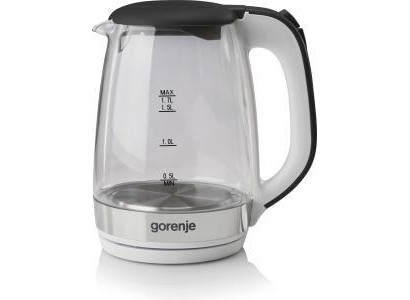 Електрочайник Gorenje 1.7л, 2,200 Вт, strix контроль, скло, білий
