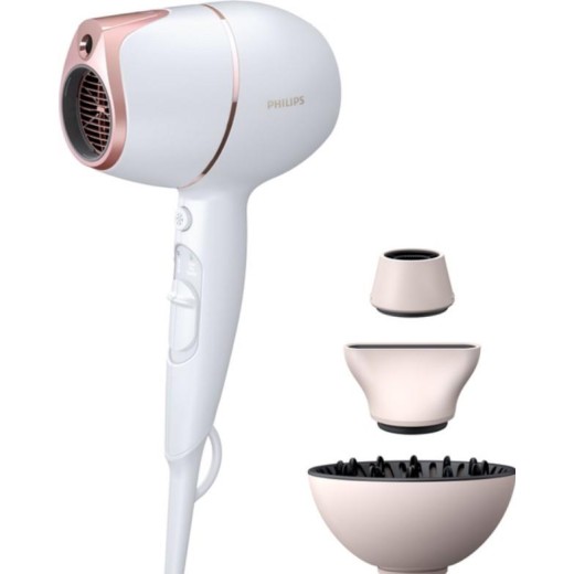 Фен Philips Prestige, 1800Вт, 3 режими, дифузор, іоніз-я, еко режим., хол. обдув, біло-рожевий