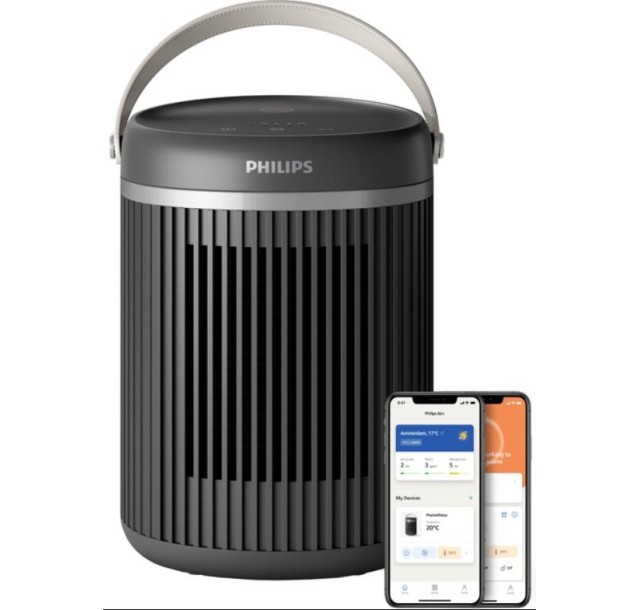 Тепловентилятор Philips Series 3000, 20м2, 2000Вт, електр. упр-ння, керамич.нагрів.елемент, Wi-Fi, темно-сірий