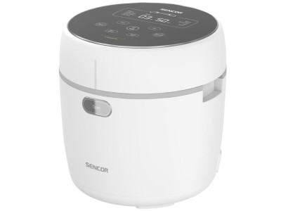 Рисоварка Sencor 350Вт, чаша-0.6л, сенсорне керування, 8 програм, нерж. сталь, пластик, білий