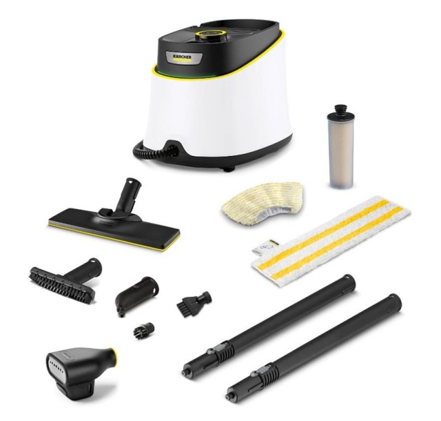 Пароочисник Karcher SC 3 Deluxe Textile Edition, 1900Вт, 1000мл, 3.5Бар, насадка відпарювач в компл., біло-чорний