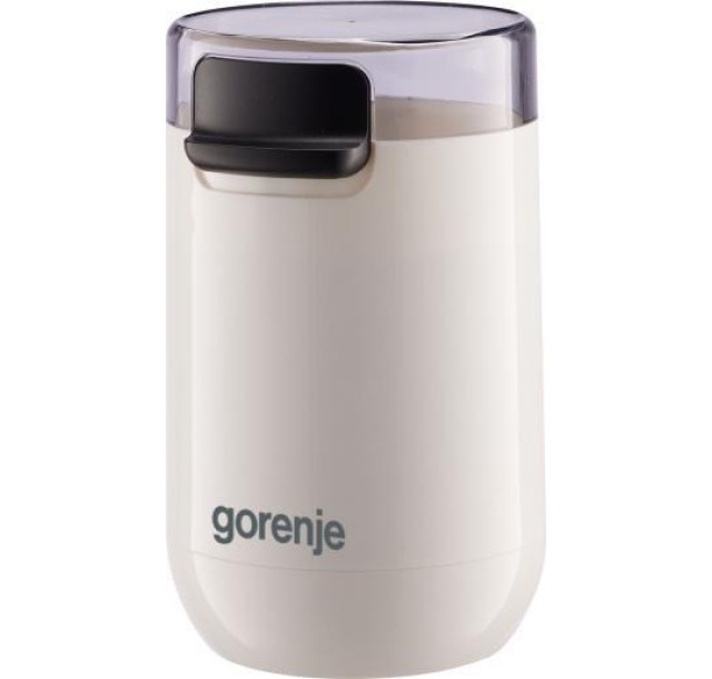 Кавомолка Gorenje роторна 150Вт, об'єм зерен-45г, 3 ступеня помолу, пластик/метал, білий
