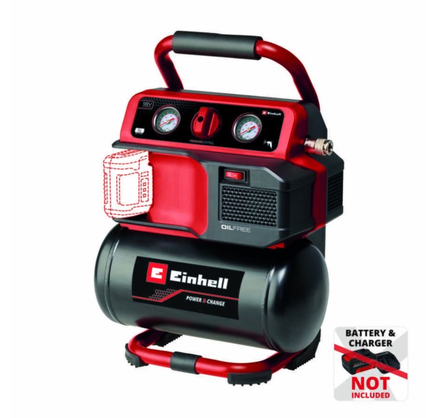 Компресор повітряний Einhell TE-AC 18/75 Li OF - Solo, акумуляторний 18В PXC, 8бар, 75л/хв, бак 5л, 7.76кг, (без АКБ та ЗП)