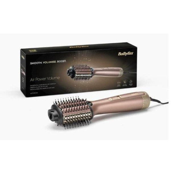 Фен-щітка Babyliss Air Power Volume, 1000Вт, 2 режими, дифузор, іоніз-я, хол. обдув, кераміка, рожевий