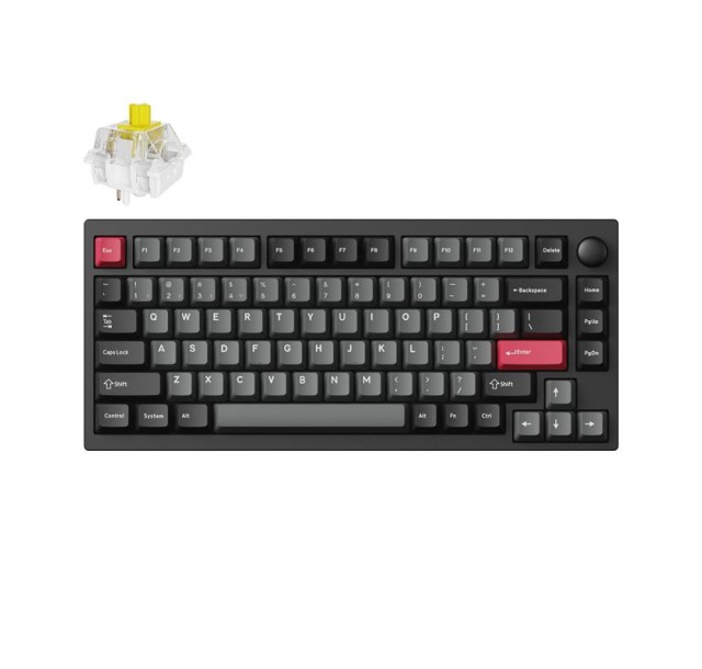 Клавіатура механічна Lemokey  P1 Pro 84Key, Keychron Super Banana, WL/BT/USB-A, QMK/VIA, Hot-Swap, EN/UKR, RGB,  Knob, Carbon Black
