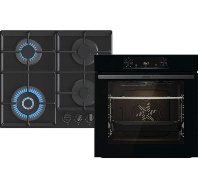 Комплект Gorenje (духовка електрична BO6735E05B + поверхня газова на склі GTW641EB), 743549, чорн