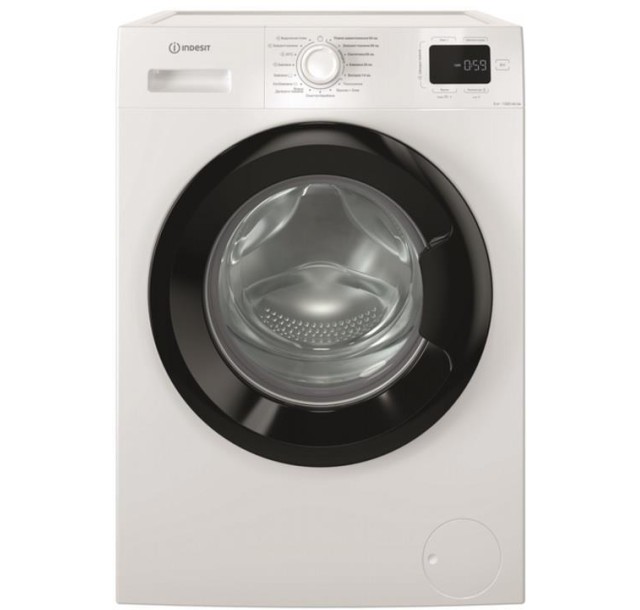 Пральна машина Indesit фронтальна, 6кг, 1200, A+++, 44.6см, дисплей, пара, інвертор, люк чорний, білий