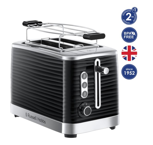 Тостер  Russell Hobbs Inspire 1050Вт, пластик, підігрів,разморозка, чорний