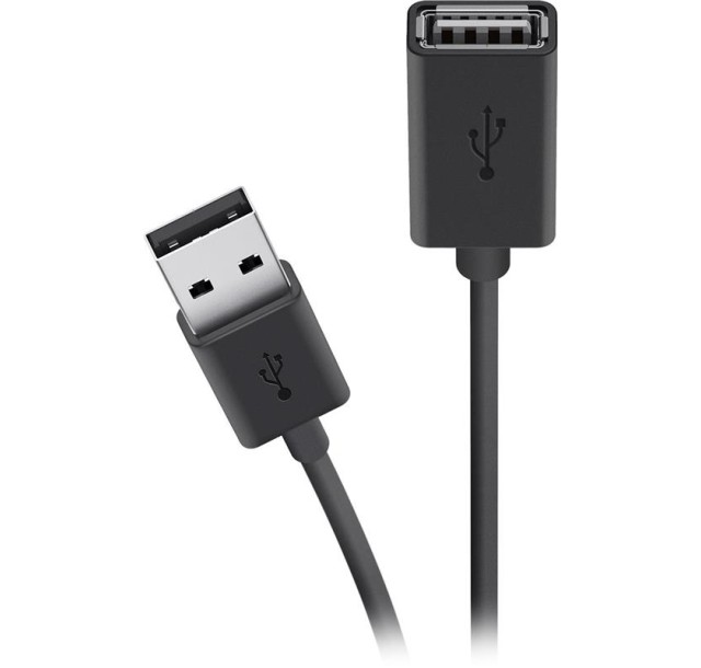 Кабель заряджання/синхронізації Belkin USB-A > USB-AF, 4.8м, чорний