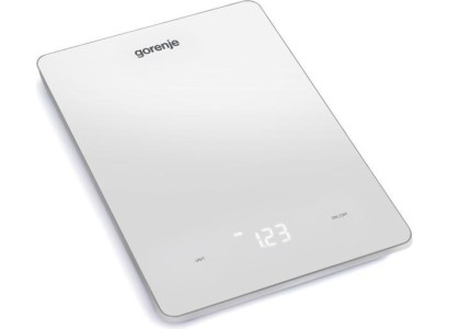 Ваги Gorenje кухонні, 10кг, AAAx3 в комплекті, дисплей, скло, білий
