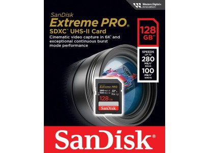 Карта пам'яті SanDisk SD  128GB C10 UHS-II U3 R280/W100MB/s Extreme Pro V60