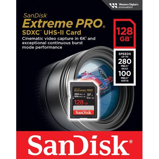 Карта пам'яті SanDisk SD  128GB C10 UHS-II U3 R280/W100MB/s Extreme Pro V60