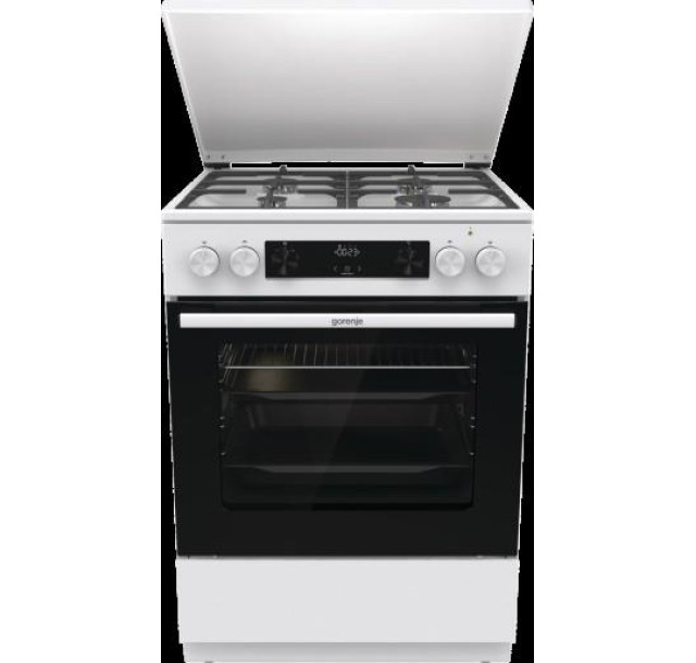 Плита Gorenje комбінована, 71л, 60x60см, дисплей, IconLed, чавун, білий
