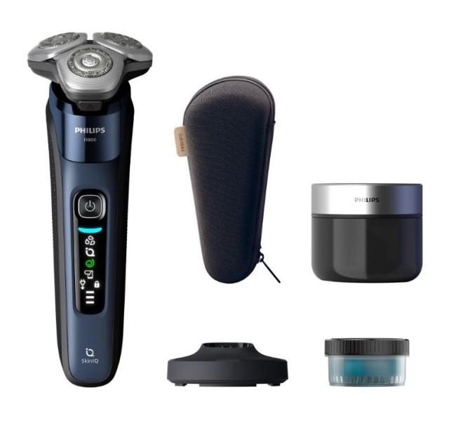 Бритва електр. Philips Series i9000 Prestige SkinIQ,  бритв.головок-3, Li-Ion, сух.+волог., індикатор заряду, твердий чохол, синій