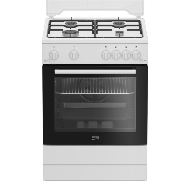 Плита Beko газова, 64л, 60x60см, таймер, білий