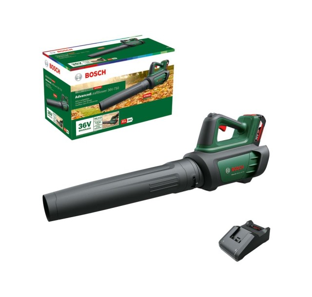 Повітродув садовий акумуляторний Bosch AdvancedLeafBlower 36В-750 АКБ 1х2А·год ЗП 200км/год 3.5кг