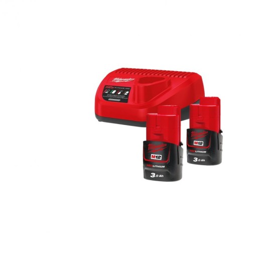 Набір акумулятора та зарядного пристрою Milwaukee NRG-302 12В 2х3А·год Redlithium M12, ЗП С12C