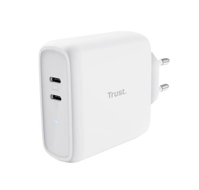 Зарядний пристрій мережевий Trust Maxo 65Вт, 2xUSB-C PD, білий