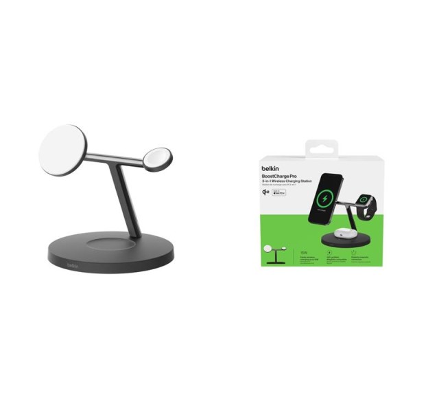 Зарядний пристрій бездротовий Belkin 3в1 Magnetic Pad Qi2 15Вт, чорний