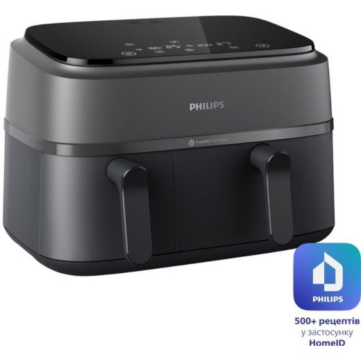Мультипіч Philips Ovi Dual Series 3000 2750Вт, чаша-6+3л, сенсорне управл., 2 контейнера,8 авто. програм, пластик, чорний