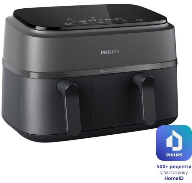 Мультипіч Philips Ovi Dual Series 3000 2750Вт, чаша-6+3л, сенсорне управл., 2 контейнера,8 авто. програм, пластик, чорний
