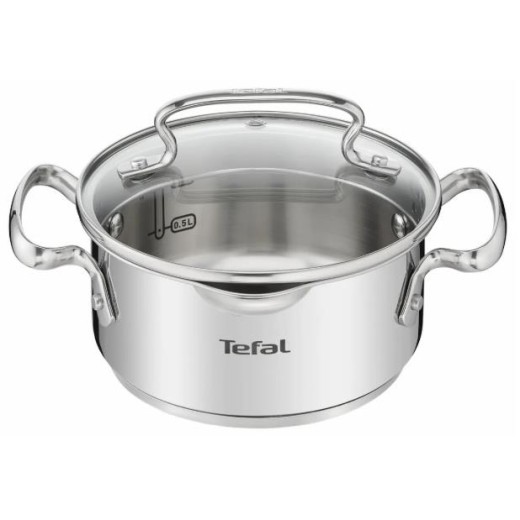 Каструля Tefal DUETTO+, 1.5л, з кришкою, нержавюча сталь, скло
