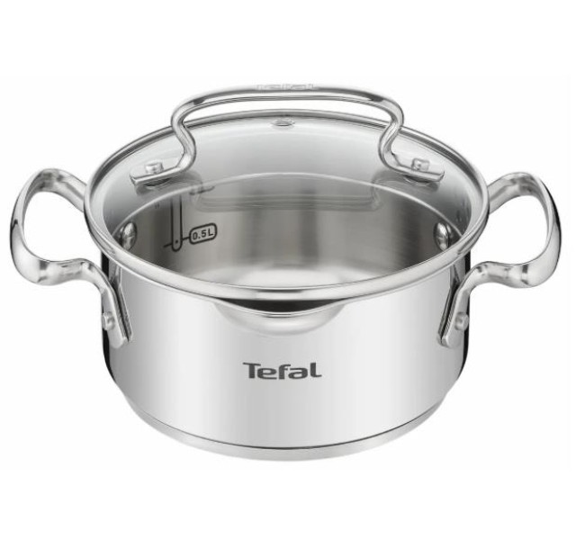 Каструля Tefal DUETTO+, 1.5л, з кришкою, нержавюча сталь, скло