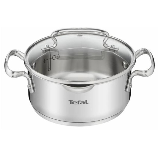 Каструля Tefal DUETTO+, 2л, з кришкою, нержавюча сталь, скло