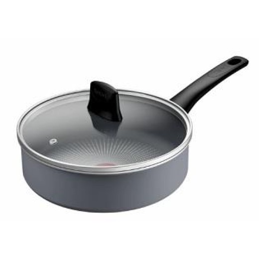 Сотейник Tefal Halo, 24см, з кришкою, алюміній, бакеліт, скло, сірий