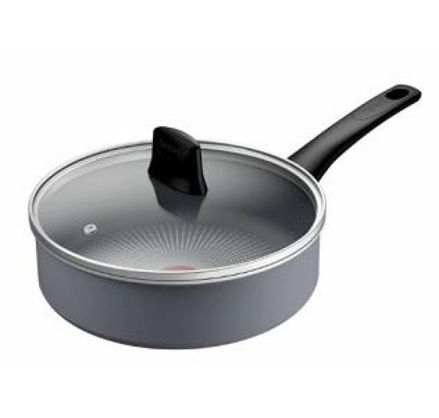Сотейник Tefal Halo, 24см, з кришкою, алюміній, бакеліт, скло, сірий