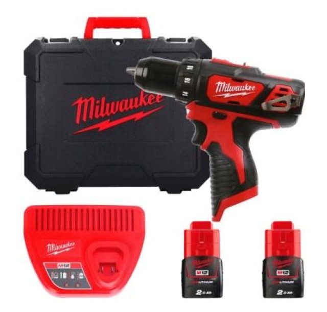 Шурупокрут-дриль акумуляторний Milwaukee M12 BDD-202C 12В 2х2А·год 30Нм 400·1500об·хв ЗП M12 кейс 1.2кг