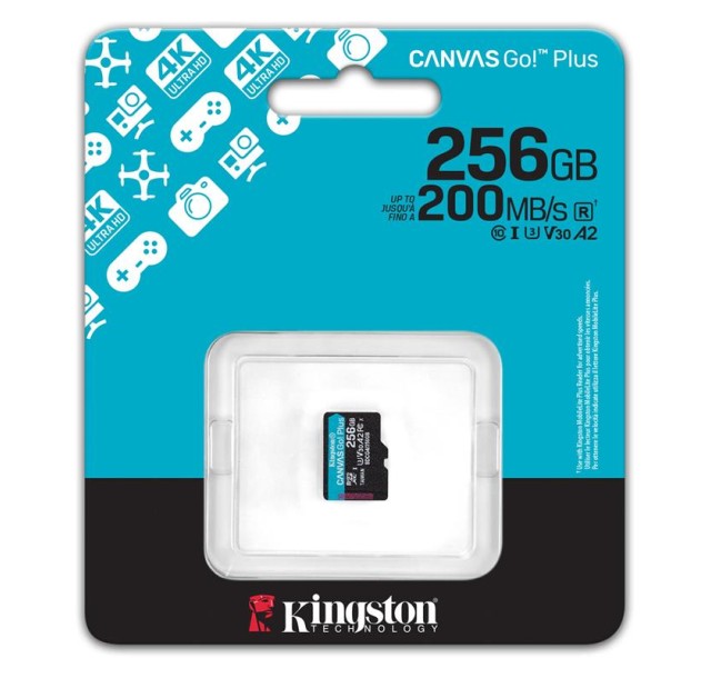 Карта пам'яті Kingston microSD  256GB C10 UHS-I U3 A2 V30 R200/W160MB/s