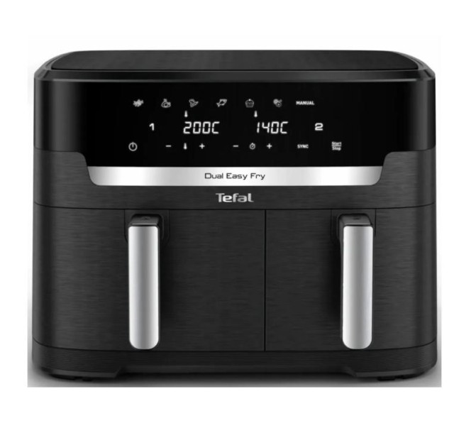 Мультипіч Tefal Dual Easy Fry XXL, 2700Вт, чаша-6.5+4.5л, сенсорне керув., 2 чаши, гриль, пластик, чорний