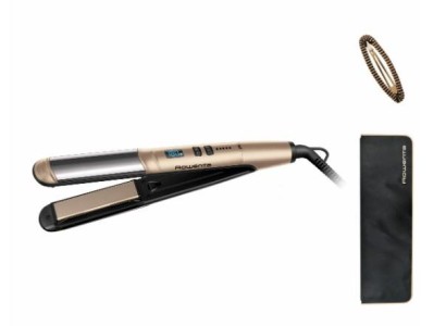 Випрямляч Rowenta Glam & Shine 2в1, темп.режимів-8, 140-210С, дисплей, кераміка, золотий