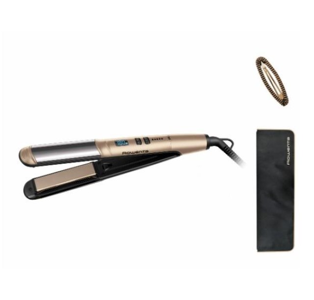Випрямляч Rowenta Glam & Shine 2в1, темп.режимів-8, 140-210С, дисплей, кераміка, золотий