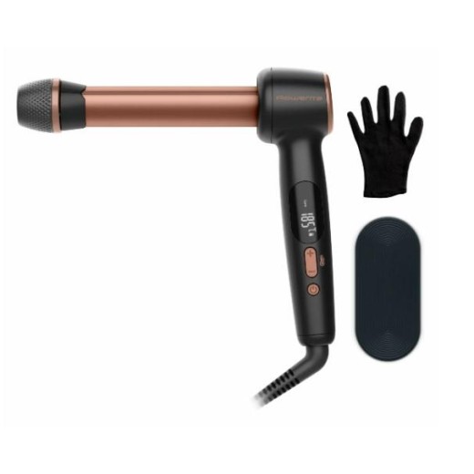 Стайлер Rowenta Twist Curl, автоматичний, темп.режимів-4, 150C–210С, кераміка, рукавича та термопідкладка, чорно-золотий