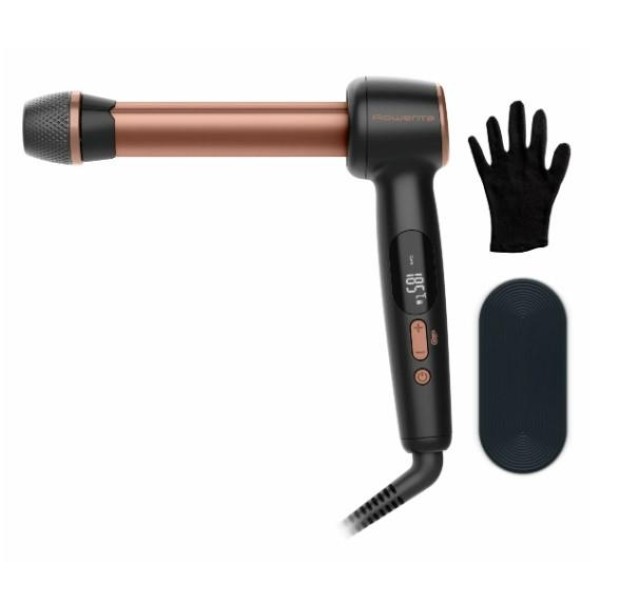 Стайлер Rowenta Twist Curl, автоматичний, темп.режимів-4, 150C–210С, кераміка, рукавича та термопідкладка, чорно-золотий