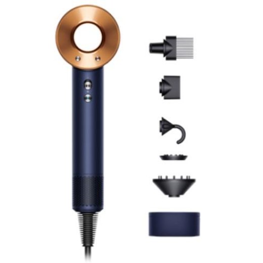 Фен Dyson HD07 Supersonic Prussian Blue/Rich Copper, 1600Вт, 4 режими, іонізація, хол. обду, кейс для зберігання, синьо-мідний