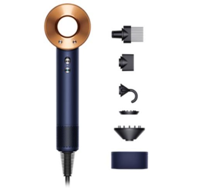 Фен Dyson HD07 Supersonic Prussian Blue/Rich Copper, 1600Вт, 4 режими, іонізація, хол. обду, кейс для зберігання, синьо-мідний
