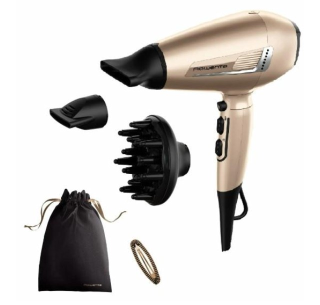 Фен Rowenta Pro Expert Tresor Collection, 2200Вт, 3 режими, іоніз-я, дифузор, 2 концентратора,  хол. обдув, чохол, заколка, бронзовий