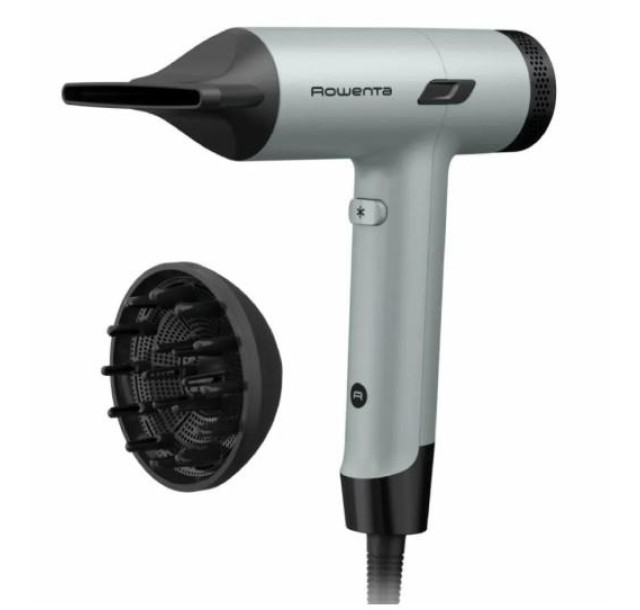 Фен Rowenta Tiny, 1600Вт, 3 режими, дифузор, іоніз-я, хол. обдув, зелено-чорний