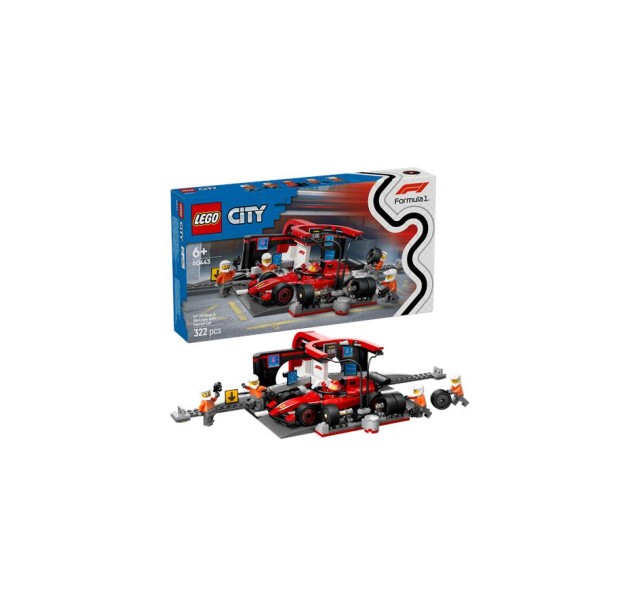 Конструктор LEGO City Піт-стоп і піт-екіпаж F1 з болідом Ferrari