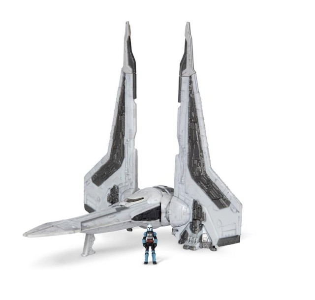 Ігрова колекційна фігурка Star Wars Medium Vehicle Транспорт та фігурка Kom'rk-Class Mandalorian Starfighter 12.5см