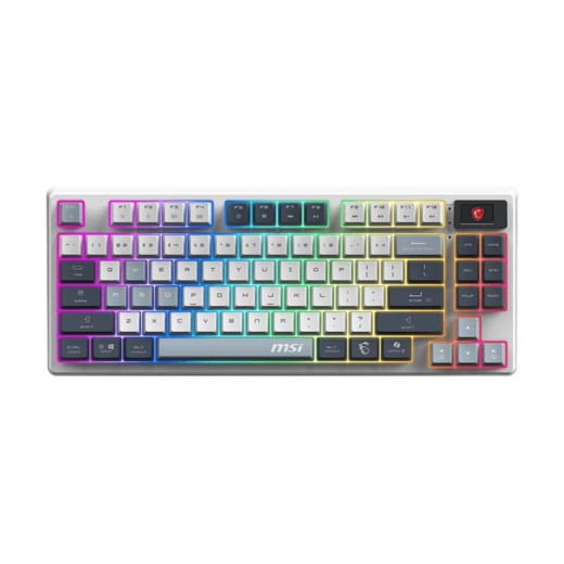 Клавіатура механічна MSI FORGE GK600 TKL W SKY UA 104key, mechanical Linear, USB-A, Wireless, Bluetooth, EN/UKR/RU, RGB, білий