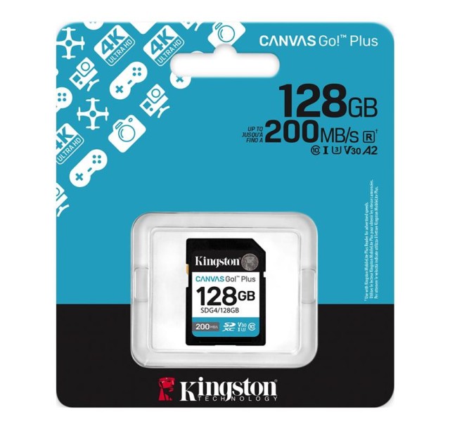 Карта пам'яті Kingston SD  128GB C10 UHS-I U3 V30 R200MB/s